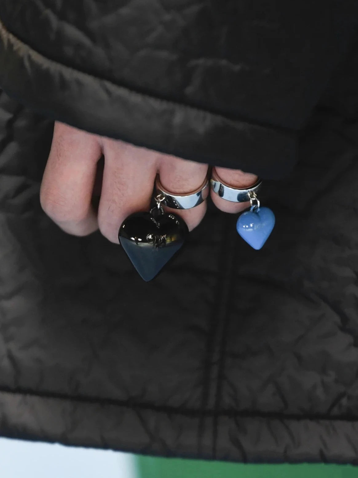 Raf Simons Style Design Colorful Chubby Heart Pendant Ring, Unisex Matte Classic Ring Jewelry Rings