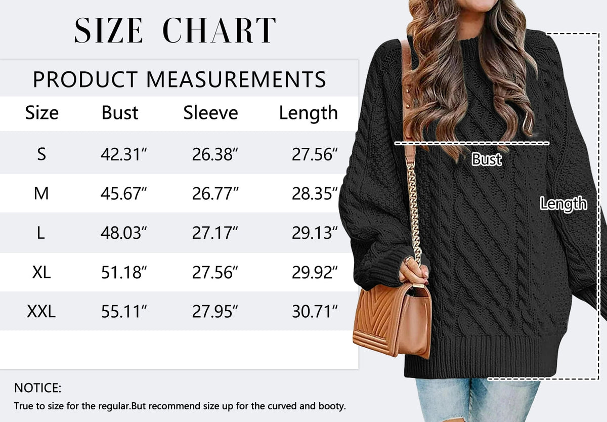 Oversized Sweaters for Women Cable Knit Chunky Pullover Sweater